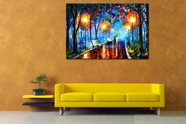 Tranh nghệ thuật trừu tượng sơn dầu đường đêm